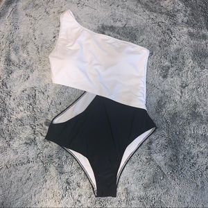 Black and White One Piece Swimsuit